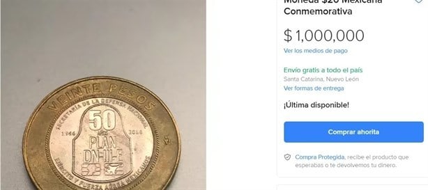 Conoce la moneda del Puerto de Veracruz que se vende por millones de pesos