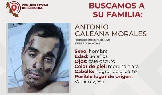 Antonio Galeana está hospitalizado en Veracruz, ayúdanos a localizar a su familia