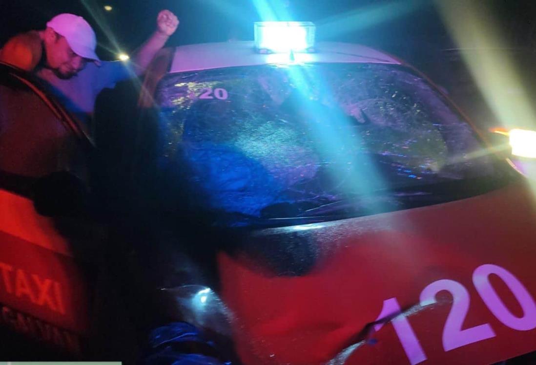 Taxista choca contra una vaca en Úrsulo Galván