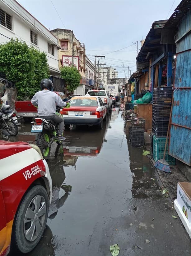 Mercados de Veracruz están inundados de aguas negras