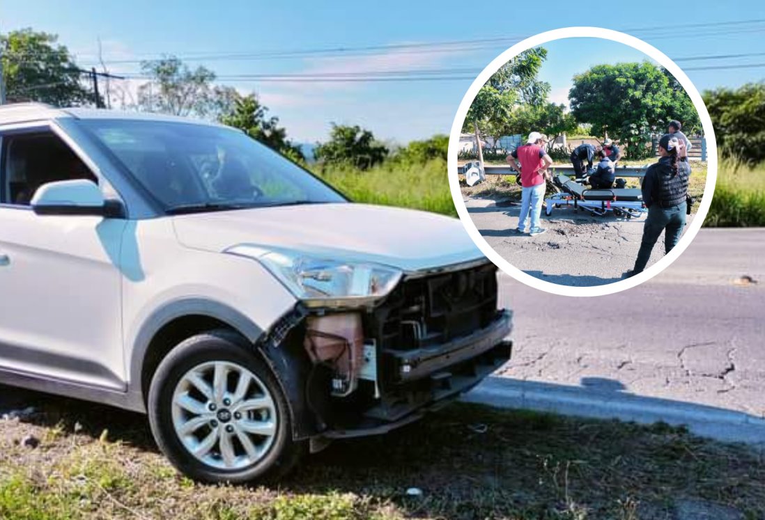 Camioneta impacta a motociclista en calles de Rinconada, Veracruz