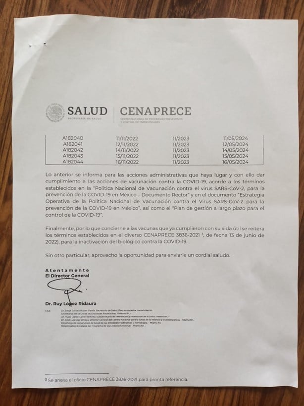 Aplicarían en Veracruz vacunas caducadas contra Covid 19