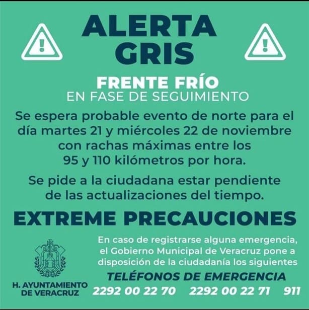 Norte en Veracruz: en esta fecha llegan las rachas máximas