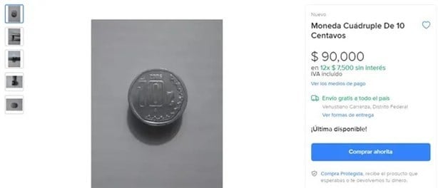 La moneda de 10 centavos que vale 90 mil pesos por este raro detalle