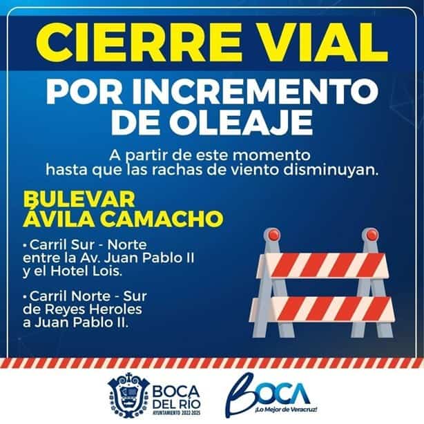 Norte en Veracruz: cierran tramo del bulevar por oleaje elevado