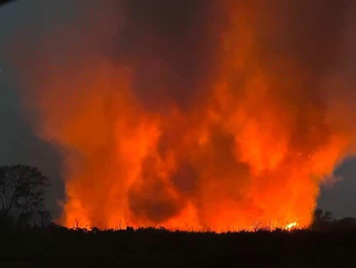 Se registra incendio de pastizal cerca de fraccionamiento de Veracruz