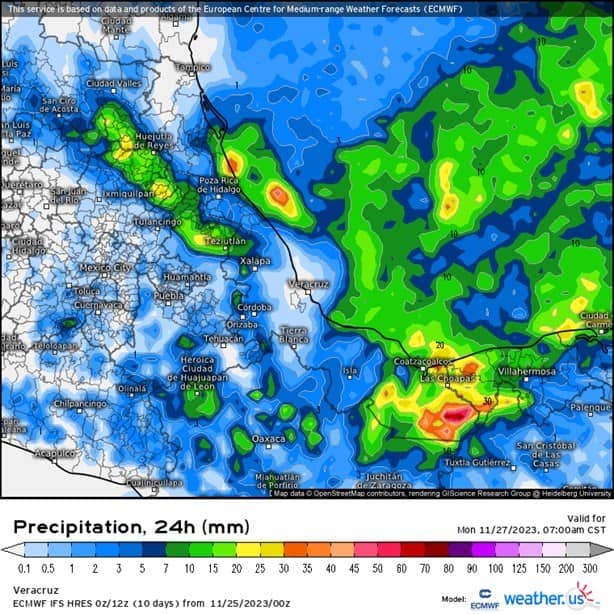 Clima en Veracruz hoy sábado 25 de noviembre de 2023