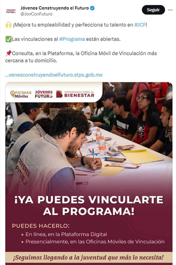 Beca Jóvenes Construyendo el Futuro: ¿cuáles son las fechas para el último registro del año?