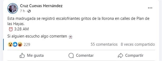 Alcalde de municipio en Veracruz alerta en redes que escuchó a La Llorona