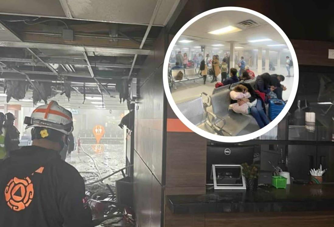 Desalojan pasajeros del aeropuerto de Monterrey por incendio | VIDEO