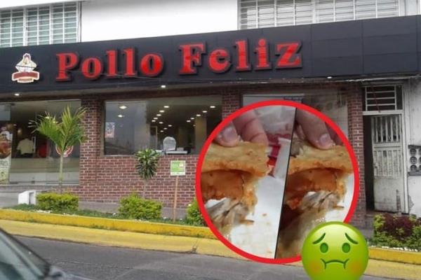 Pollo Feliz en Xalapa sorprende a cliente con objeto metálico en su comida