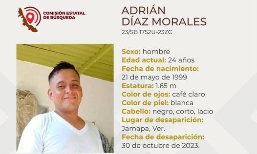 Adrián Díaz Morales lleva más de un mes desaparecido en Jamapa