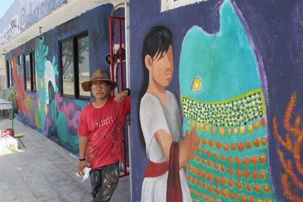 Con mural, plasman vivencias de pescadores de Veracruz