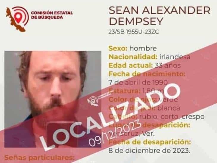 Localizan a irlandés desaparecido en Veracruz 