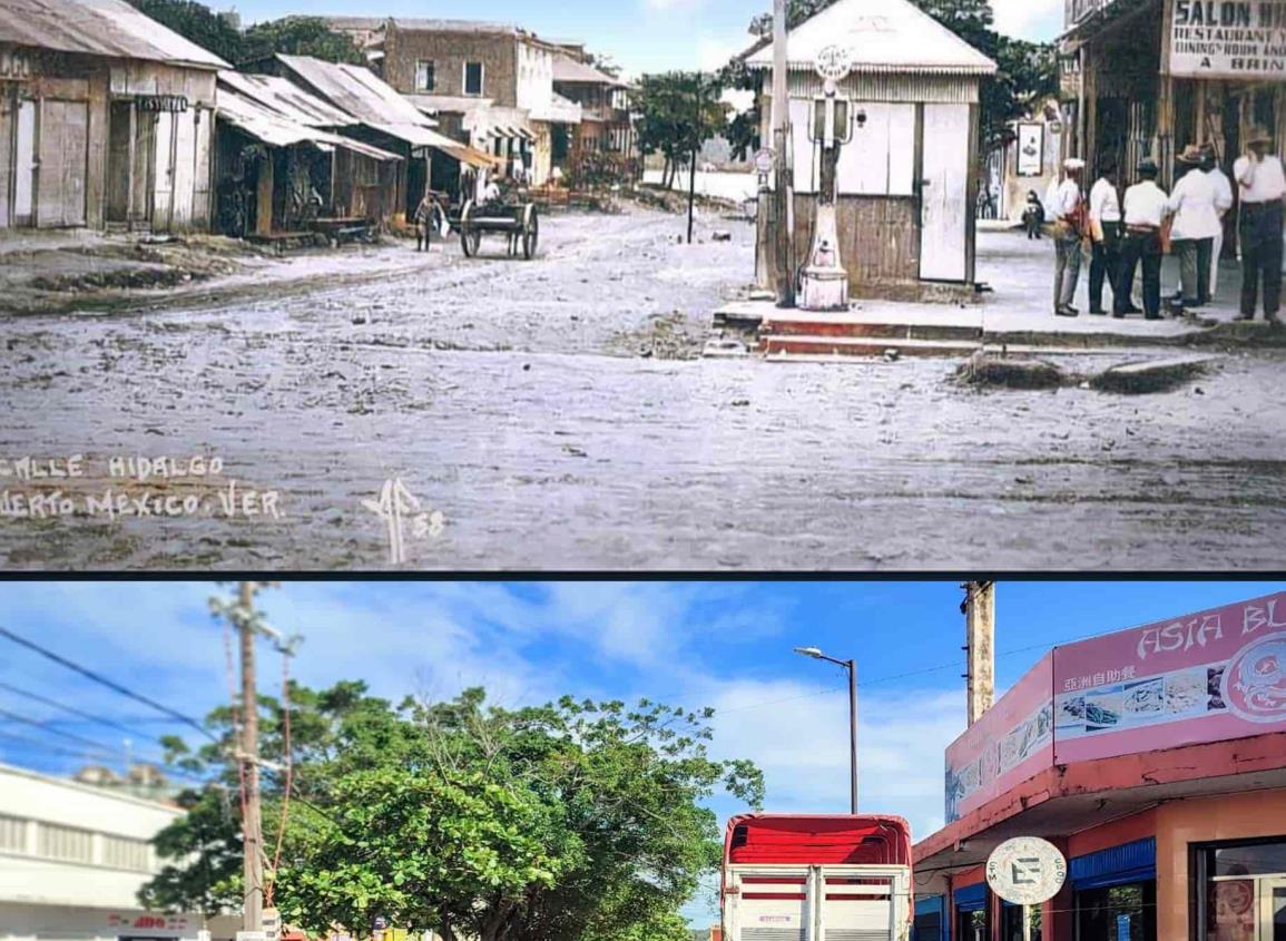 Así lucia la avenida hidalgo y el callejón Brunet de Coatzacoalcos en 1920