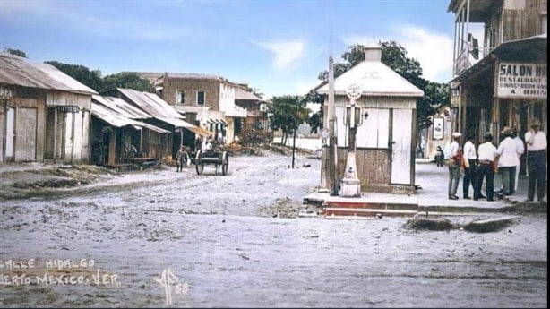 Así lucia la avenida hidalgo y el callejón Brunet de Coatzacoalcos en 1920