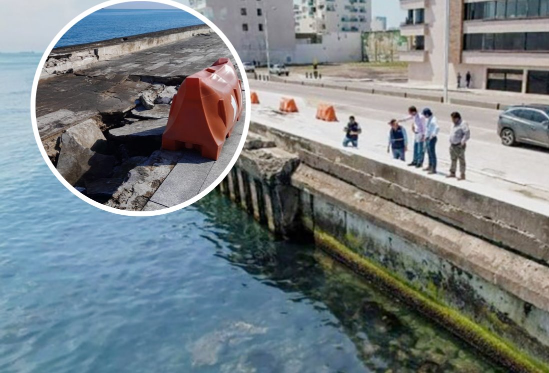 Más de 100 metros del bulevar en Boca del Río han sido dañados por vientos del norte