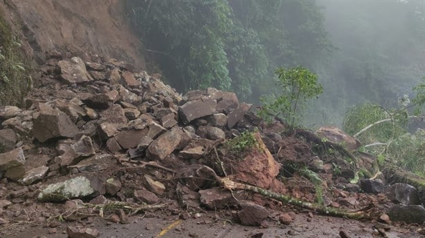 Se derrumba parte de un cerro a orilla de la carretera Misantla-Banderilla