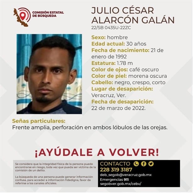 Julio César desapareció desde el 2022 en Veracruz; su familia aún sigue buscándolo