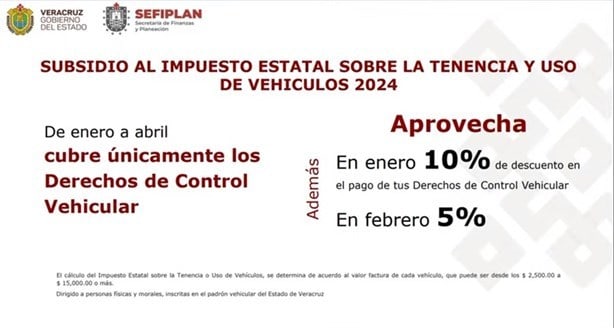 Anuncian nuevo descuento en el pago del Derecho Vehicular 2024 en Veracruz