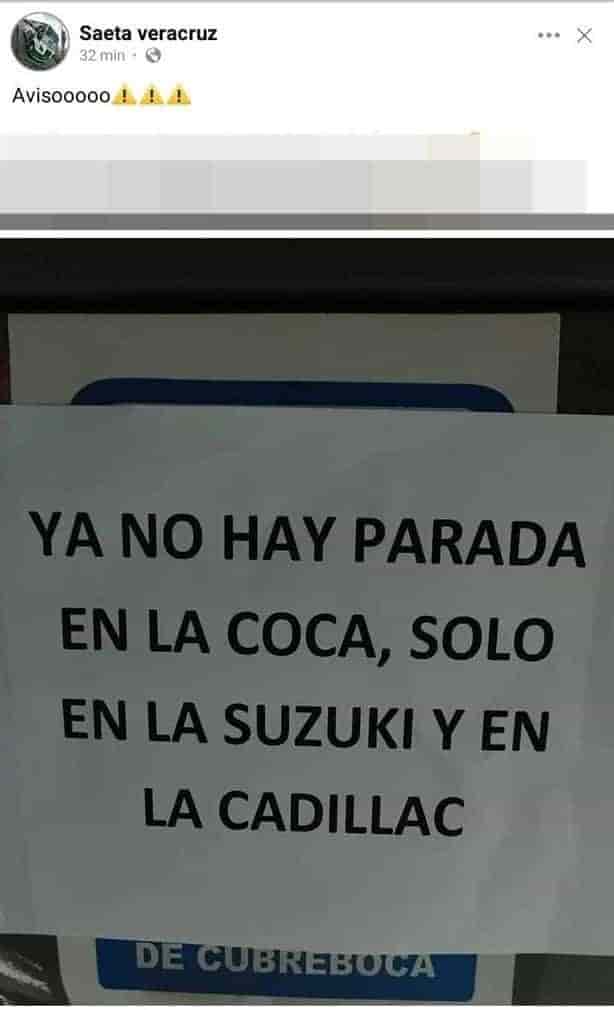 Cambian paradas de la ruta Saeta en Boca del Río