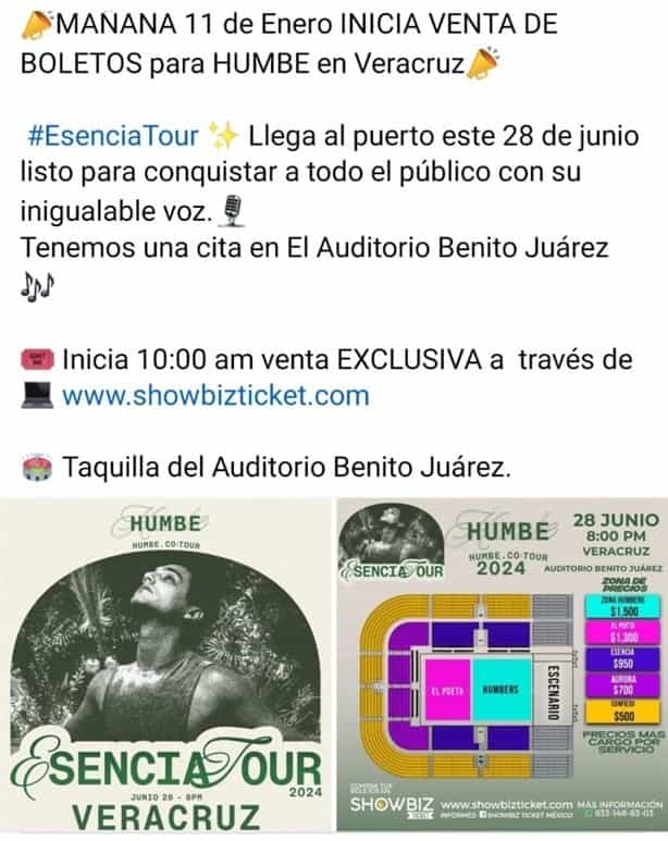 Hoy inicia la venta de boletos para concierto de Humbe en Veracruz