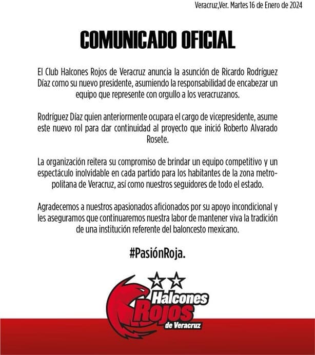 Tiene Halcones Rojos nuevo presidente