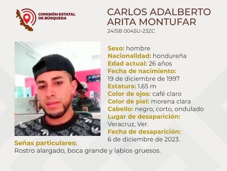 Buscan a Carlos Adalberto originario de Honduras, desapareció en Veracruz