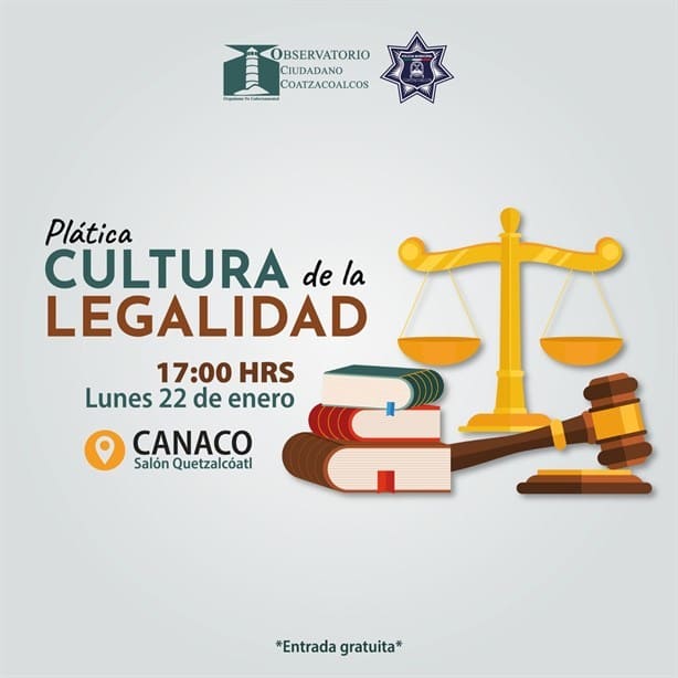 Coatzacoalcos tendrá plática sobre “Cultura de la Legalidad”; así puedes participar