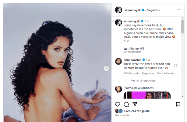 Salma Hayek presume fotos de su juventud y le llueven halagos