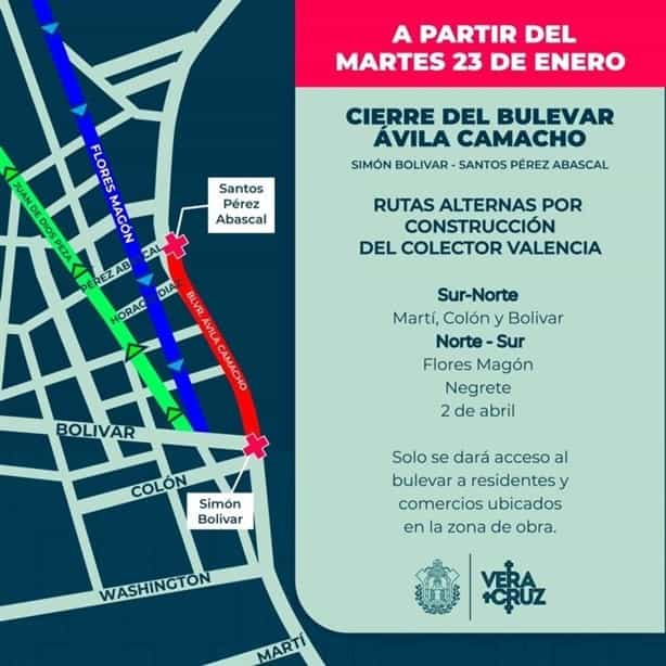 Cerrarán este tramo del boulevard de Veracruz por obra