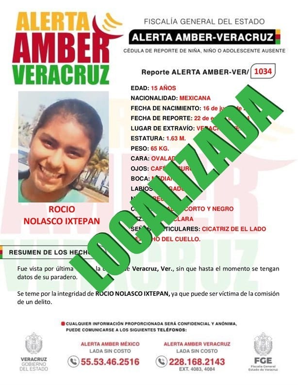 Hallan a Rocío Nolasco de 15 años, estaba desaparecida en el puerto de Veracruz