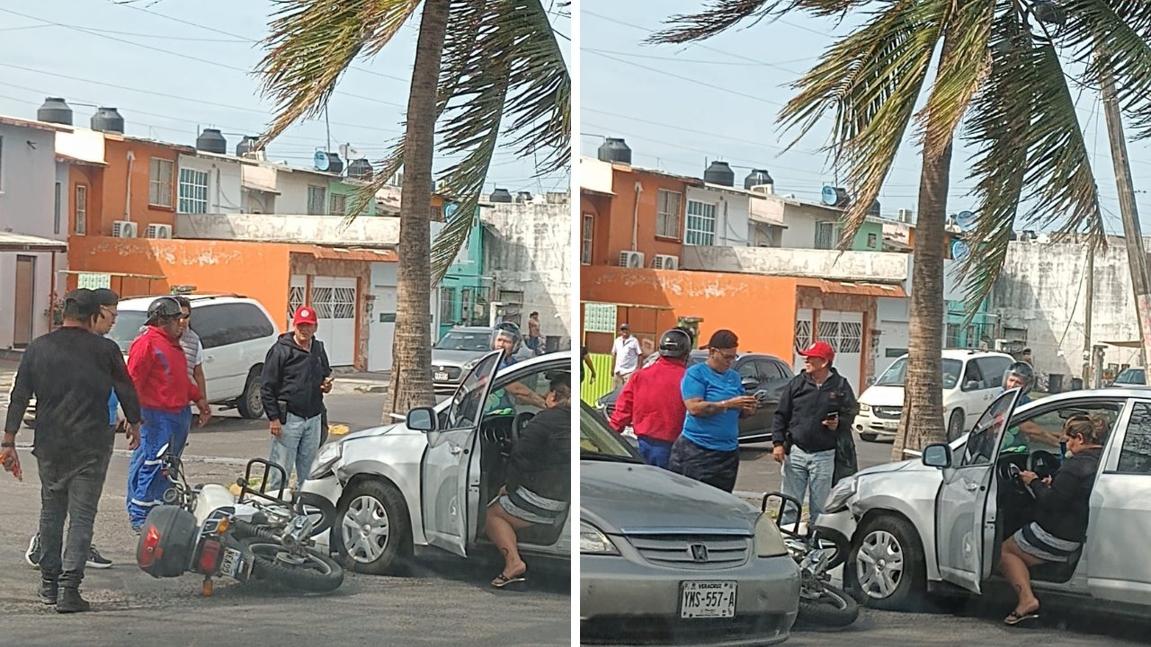 Moto impacta coche en avenida Río Medio