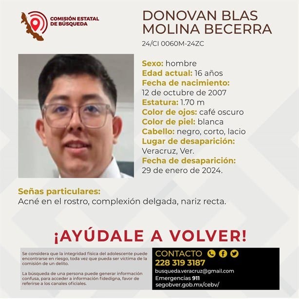 Desaparece el joven Donovan Molina en el puerto de Veracruz