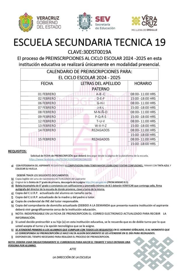 Arrancan preinscripciones en secundarias técnicas de Coatzacoalcos, estos son los requisitos