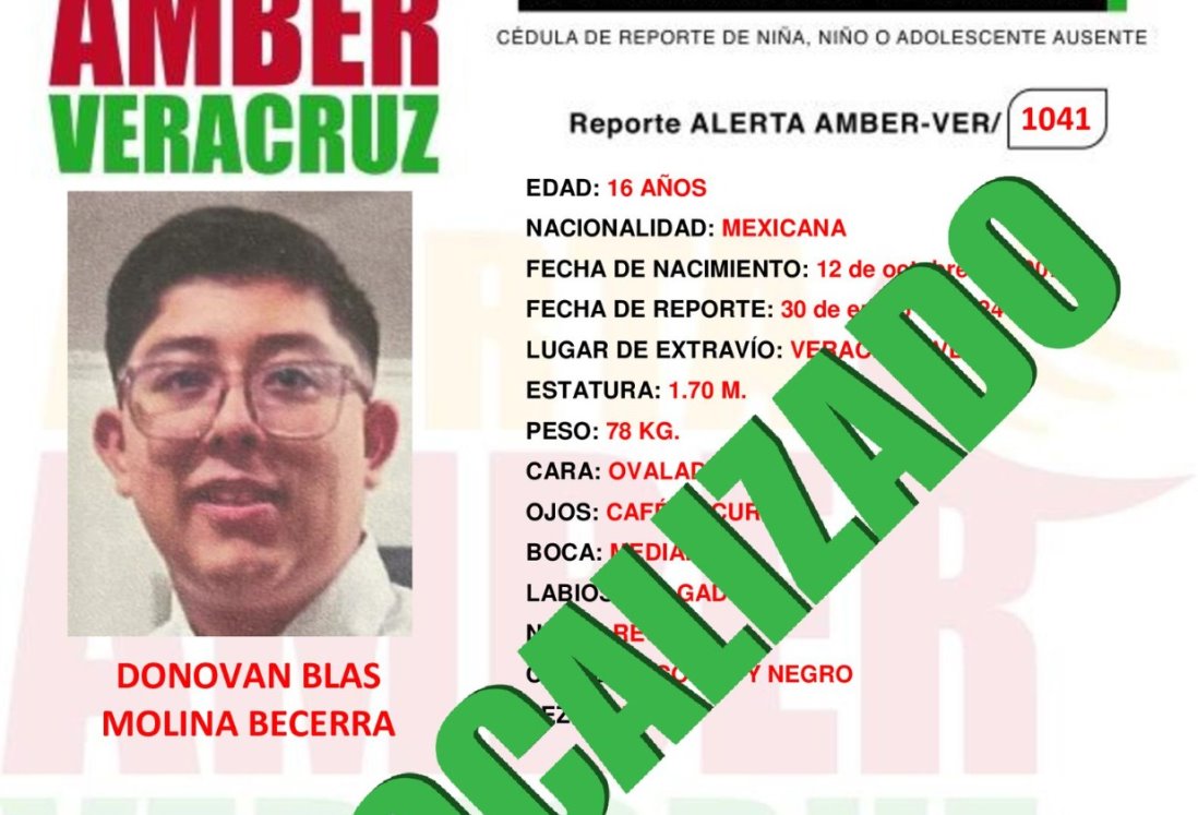 Localizan adolescente Donovan Blas Molina Becerra, de 16 años