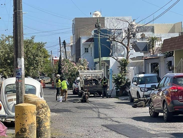 Persisten trabajos de bacheo en Boca del Río