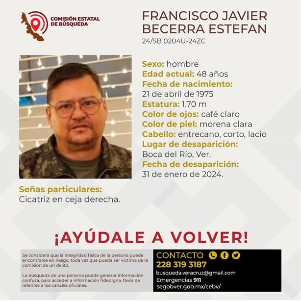Desaparece Francisco Javier Becerra en Boca del Río