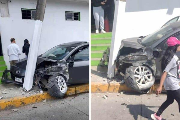 Arrolla a peatón y termina contra un poste; pasó en Xalapa