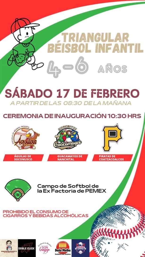 Realizarán triangular de béisbol infantil en Nanchital, aquí los detalles