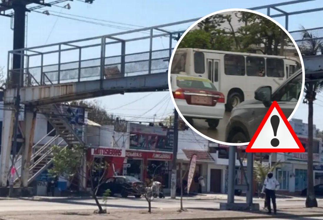 Camión urbano se queda sin frenos en avenida Ejército Mexicano, en Boca del Río