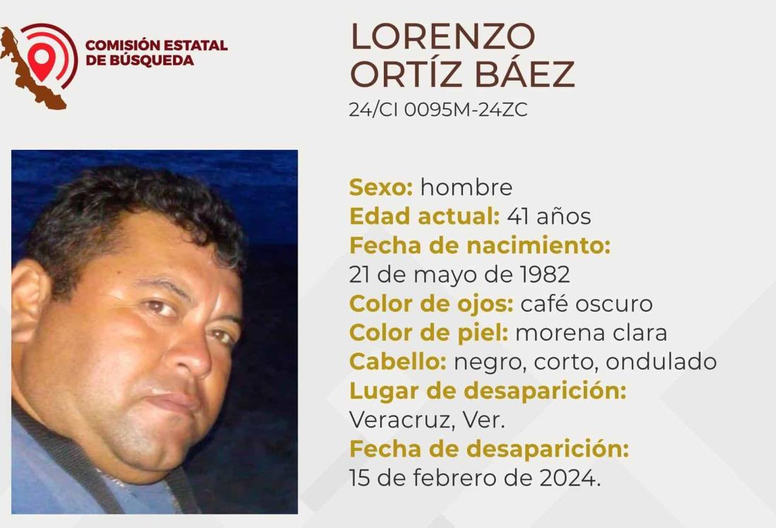 Desaparece el señor Lorenzo Ortiz Báez de 41 años en la ciudad de Veracruz