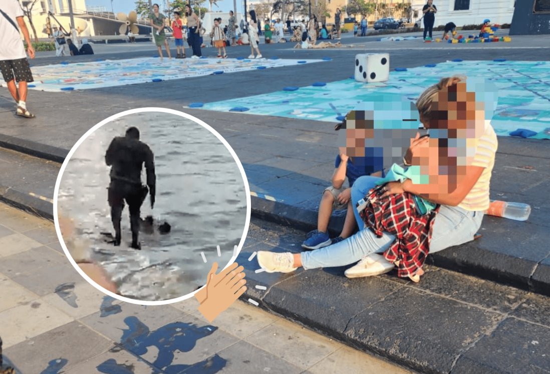 Policías Navales son reconocidos por salvar a bebé que cayó al mar en malecón de Veracruz