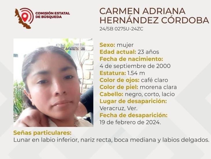 Buscan a Carmen Adriana, desapareció en la ciudad de Veracruz