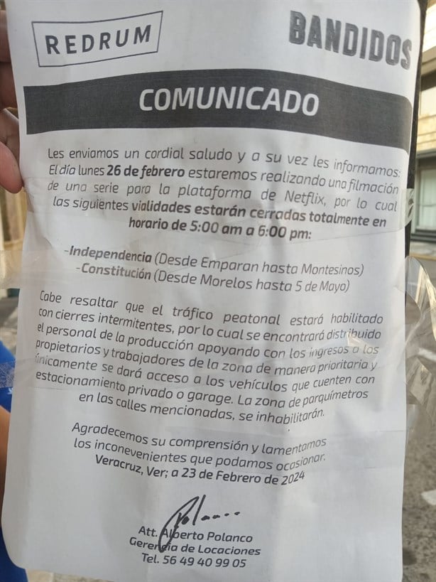 Este día habrá cierres viales en el centro de Veracruz por grabación de serie para Netflix