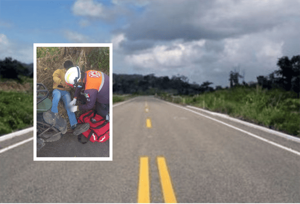 Joven fuertemente herido tras perder control de su moto en Tierra Blanca