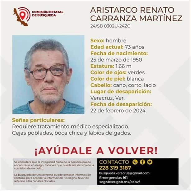 ¡Desaparece en Veracruz!, tiene ojos verdes y 73 años de edad