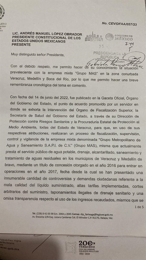 Agua de Grupo MAS representa un riesgo sanitario para Veracruz: Diputado