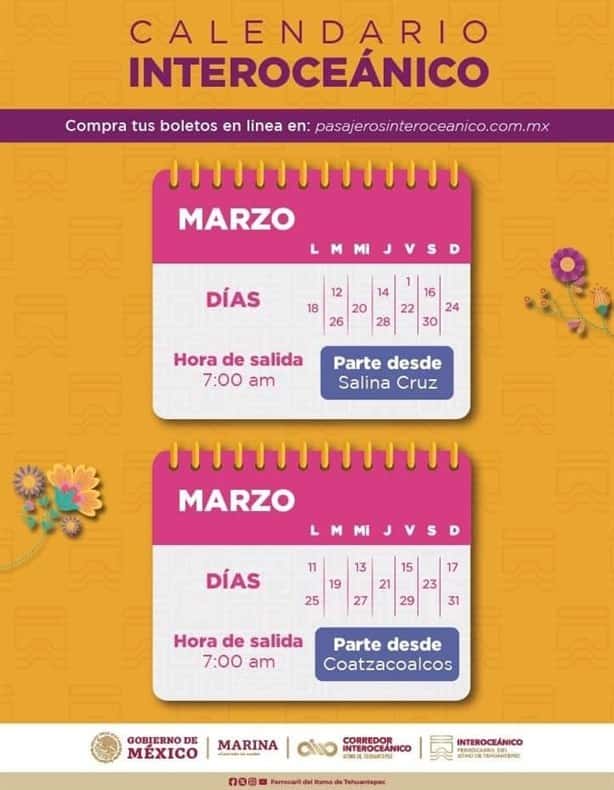 Calendario de marzo del Tren Interoceánico; ¿habrá viajes en Semana Santa?