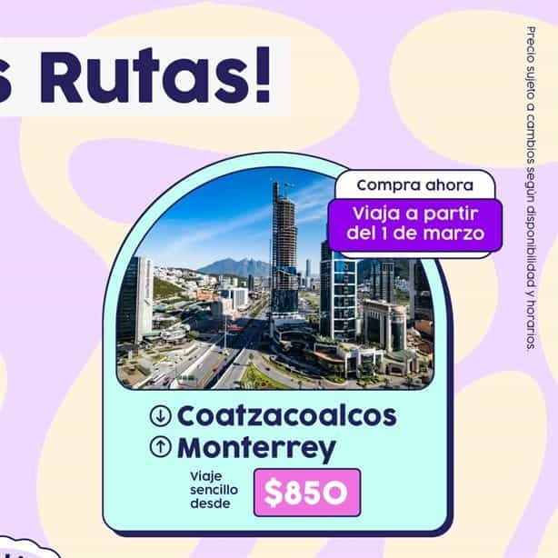 A partir de esta fecha podrás viajar en Kolors de Coatzacoalcos a Monterrey